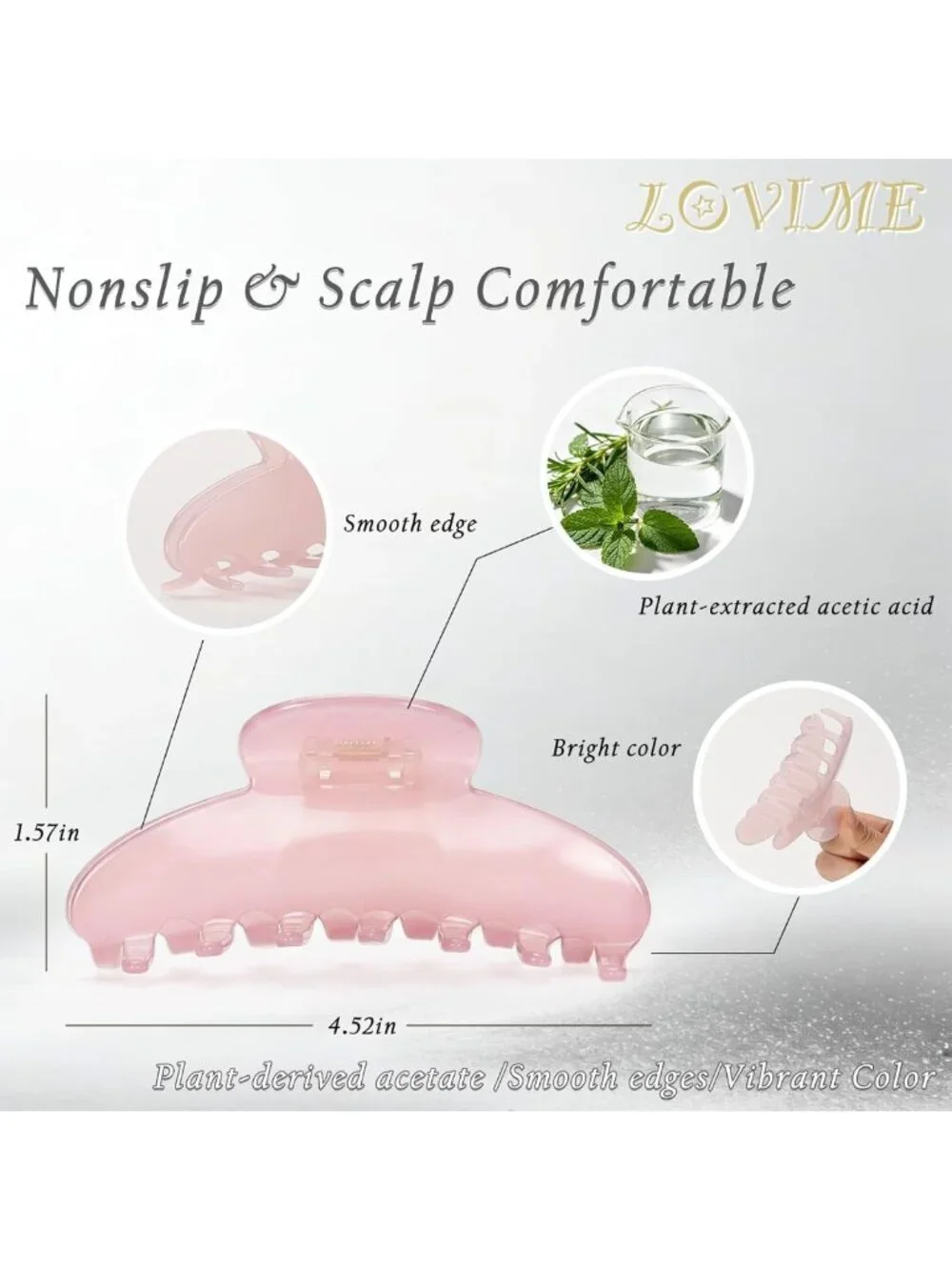 Large 4.3 Inch Claw Clip for Thin & Thick Hair, Non-Slip Acetate Hair Accessory